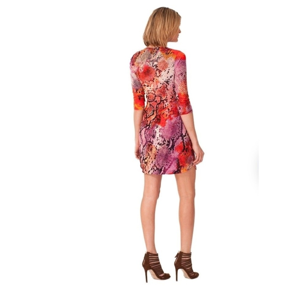 HALE BOB Lulie Jersey Dress Small Animal Print Mixed Media Red Orange NWT $238 - Picture 6 of 10